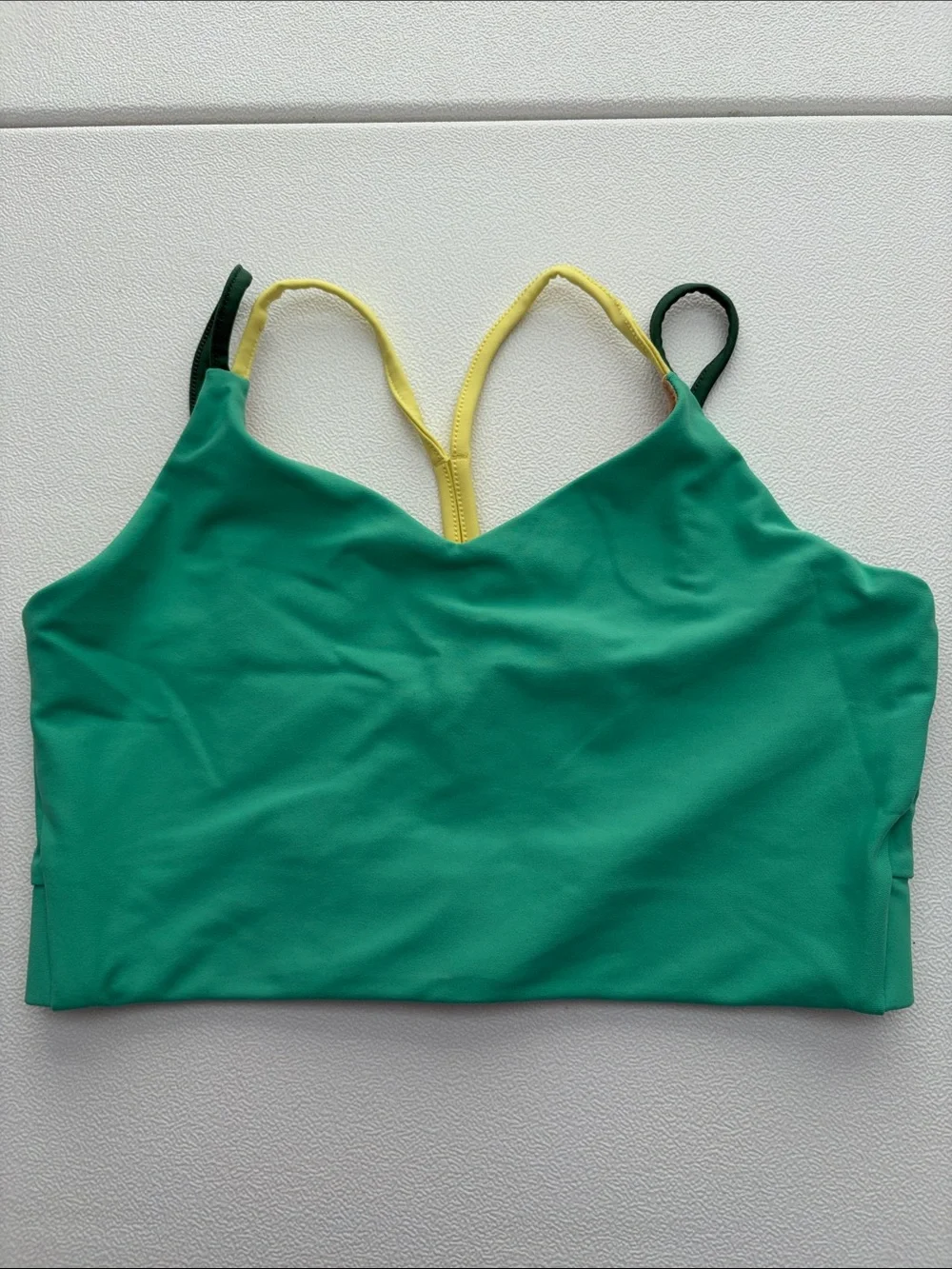 Old Navy Red Crop Sports Bra with Green Straps